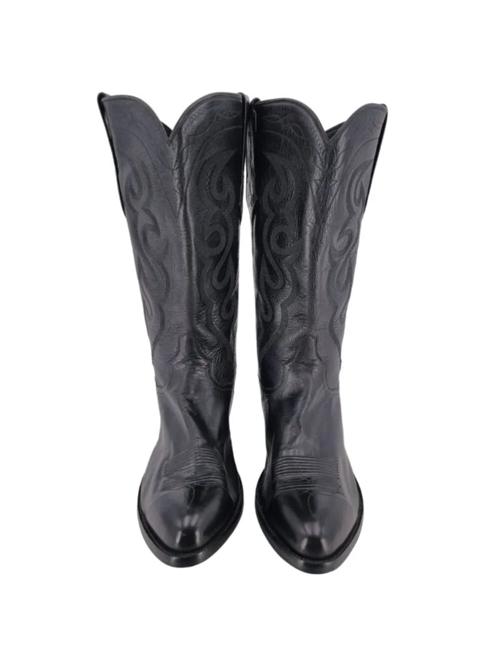 J.B. Hill Mens Size 10EE Wide Black Leather Cowboy Western Boots Handmade Texas - Picture 2 of 16